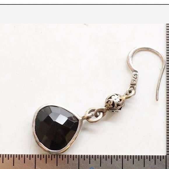 Lois Hill Sterling Silver Black Onyx Faceted Drop Dangle Earrings - Picture 6 of 13